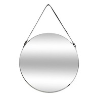 Okrúhle nástenné zrkadlo na lište, kovový rám LOFT