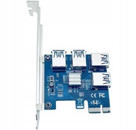 Riser PCI-E 1x - 4x USB 3.0 Splitter adaptér Riser PCI-E 1x - 4x USB 3.0 Splitter adaptér