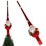 Szklany Szpic na choinkę Święty Mikołaj - Czerwony Czubek choinkowy 25 cm