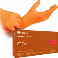 MERCATOR NITRYLEX HIGH RISK bezpudrové rukavice, veľkosť L, oranžové, 100 ks.