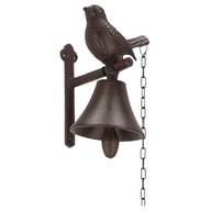 Krásny vintage LIATINOVÝ zvonček, ozdobné RETRO BIRD klopadlo