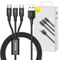 BASEUS 3v1 USB-C MIKRO USB BLESKOVÝ KÁBEL 120cm BASEUS 3v1 USB-C MIKRO USB BLESKOVÝ KÁBEL 120cm