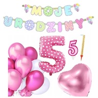 Dekorácie ozdoby SET balóniky banner k 5. narodeninám Dekorácie ozdoby SET balóniky banner k 5. narodeninám