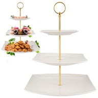 PORCELÁNOVÝ TANIER 3 ÚROVNE OVOCNÝ DEZERTNÝ ZÁSOBNÍK BIELY MODERNÝ ZLATÝ PORCELÁNOVÝ TANIER 3 ÚROVNE OVOCNÝ DEZERTNÝ ZÁSOBNÍK BIELY MODERNÝ ZLATÝ