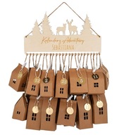 Rytina adventného kalendára Drevené lesné chalúpky Rytina adventného kalendára Drevené lesné chalúpky
