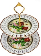 TANIER TANIER, 2 PORADOVÁ PYRAMÍDA NA TORTOVÉ TANIERE 25cm a 20cm, VZOR RUŽÍ TANIER TANIER, 2 PORADOVÁ PYRAMÍDA NA TORTOVÉ TANIERE 25cm a 20cm, VZOR RUŽÍ
