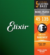 Elixir NanoWeb basové struny 5-str 45-135 (14207) Elixir NanoWeb basové struny 5-str 45-135 (14207)