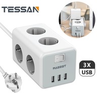 TESSAN predlžovací kábel 9v1 3xUSB 2m 3600W TESSAN predlžovací kábel 9v1 3xUSB 2m 3600W