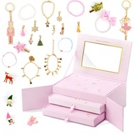 Ružový adventný kalendár, šperkovnica s darčekmi pre dievčatá
