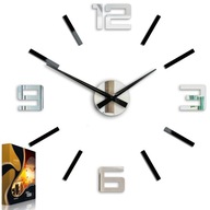 SILVER XL čierne a zrkadlové nástenné hodiny, 60cm