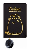 Diár, zápisník s visiacim zámkom, plyšové mačiatko Pusheen, čierno-zlaté, pre dievčatá
