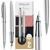 Plniace pero, hrot M + guľôčkové pero Pelikan modré, elegantné čierne