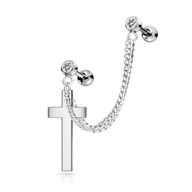 Strieborná náušnica na dva piercingy Strieborná náušnica na dva piercingy