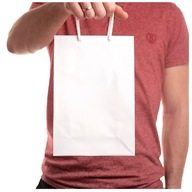 Laminované biele papierové tašky 17x7x25cm na nákup darčekové balenie 25 ks Laminované biele papierové tašky 17x7x25cm na nákup darčekové balenie 25 ks