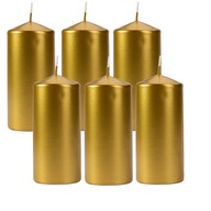 ZLATÁ cylindrická sviečka ZLATÁ stĺpová sviečka 12x6cm 120/60 SADA 6 ks