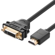 Káblový adaptér adaptér DVI samica - HDMI samec 22cm čierny