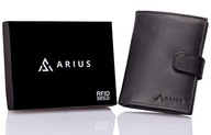 Pánska vertikálna kožená peňaženka, veľká, čierna, elegantná.Pokročilá RFID ARIUS