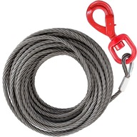 Oceľové lano navijaka s hákom 10mm x 15m