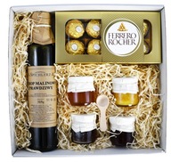 Sada darčekových košov s medovým džemom ako darček Ferrero Medový sirup Sada darčekových košov s medovým džemom ako darček Ferrero Medový sirup