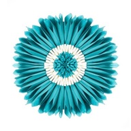 Okrúhla obliečka na vankúš - chryzantémová, modrá, 45 cm