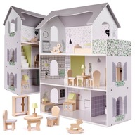 Drevený domček pre bábiky s nábytkom - Moderná rezidencia 70 cm