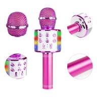 Ružový mikrofón KARAOKE s MP3 BT LED reproduktorom