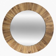 Okrúhle kúpeľňové zrkadlo v drevenom ráme BOHO