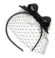 čierna elegantná čelenka fascinátor veľký závoj k čierna elegantná čelenka fascinátor veľký závoj k