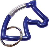 Modrý prívesok na kľúče s karabínkou na hlavu koňa