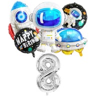 Súprava balónov Vesmírna raketa Astronaut 8. narodeniny Súprava balónov Vesmírna raketa Astronaut 8. narodeniny