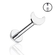 PIERCING Labret Náušnica Strieborný MOON Helix LOBE Tragus TITANIUM 1.2/6/3 PIERCING Labret Náušnica Strieborný MOON Helix LOBE Tragus TITANIUM 1.2/6/3