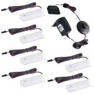 Sada 6x PVC LED klip pre sklenené police Sklenené vitríny 12V DC Neutral Sada 6x PVC LED klip pre sklenené police Sklenené vitríny 12V DC Neutral