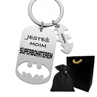 Kľúčenka s GRAVENÝM príveskom BATMAN, darček z ocele STRIEBORNÁ + ZADARMO Kľúčenka s GRAVENÝM príveskom BATMAN, darček z ocele STRIEBORNÁ + ZADARMO