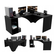 Rohový herný počítačový herný stôl čierny