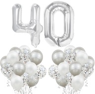 STRIEBORNÝ BALÓN sada na biele konfety 40. NARODENINY STRIEBORNÝ BALÓN sada na biele konfety 40. NARODENINY