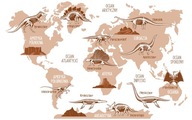 Nálepky na stenu MAPA SVETA kostry dinosaurov Nálepky na stenu MAPA SVETA kostry dinosaurov