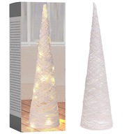 Vianočný stromček, BIELY KUŽEL, svietiaci, osvetlený, s ozdobnými svetielkami, 78 cm