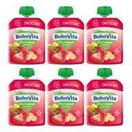 Bobovita Jahodová jablková pena s banánom 6m+ 6x80g