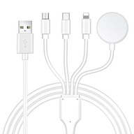 4v1 USB-C Lightning microUSB kábel Magnetický konektor Apple Watch 120 cm