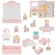 Drevená súprava nábytku pre bábiky XXL 22 kusov