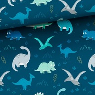 Látka 100% bavlna Dinosaurs Navy 1MB Látka 100% bavlna Dinosaurs Navy 1MB
