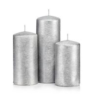 Sada 3 sviečok, sviečok kokon cylinder, STRIEBORNÉ Sada 3 sviečok, sviečok kokon cylinder, STRIEBORNÉ