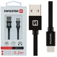 SWISSTEN USB / USB-C 3A nabíjací kábel 20cm SWISSTEN USB / USB-C 3A nabíjací kábel 20cm