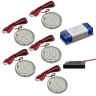 5x Nábytkové svietidlo LED 12V DC SET + 12W NAPÁJANIE