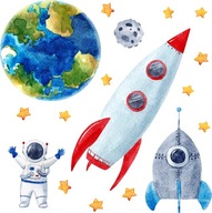 Samolepky na stenu pre chlapcov SPACE UFO ROCKET Samolepky na stenu pre chlapcov SPACE UFO ROCKET