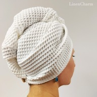 Turban na hlavu, 100% biela bavlnená vafle