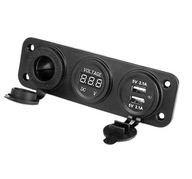 Panel - USB x 2 + Voltmeter + Zásuvka pre zapaľovač Panel - USB x 2 + Voltmeter + Zásuvka pre zapaľovač