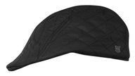 Čierna prešívaná plochá čiapka s klapkami na uši