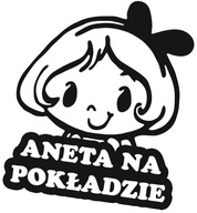 Nálepka ANETA V AUTE do auta 18x15 farieb Nálepka ANETA V AUTE do auta 18x15 farieb