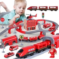 ELEKTRICKÝ VLAKOVÝ SET VEĽKÝ DRÁŽOVÝ VLAK VOZŇOVÉ AUTÁ POŽIARNE 92 ks. WOOPIE ELEKTRICKÝ VLAKOVÝ SET VEĽKÝ DRÁŽOVÝ VLAK VOZŇOVÉ AUTÁ POŽIARNE 92 ks. WOOPIE